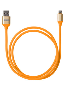 Дата-кабель, ДК 13, USB - micro USB, 1 м, силиконовая оплетка, оранжевый, TDM