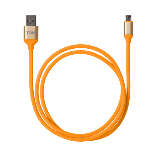 Дата-кабель, ДК 13, USB - micro USB, 1 м, силиконовая оплетка, оранжевый, TDM