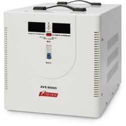Стабилизатор POWERMAN AVS 8000D, ступенчатый регулятор, цифровые индикаторы уровней напряжения, 8000ВА, 140-260В, максимальный входной ток 40А, клеммная колодка, IP-20, напольный,  410мм х 280мм х 310мм, 13.5 кг./ Stabilizer POWERMAN AVS 8000D, step-type 