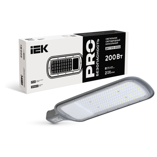 Светильник светодиодный консольный ДКУ 1012-200Ш 5000К IP65 серый IEK