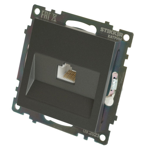 Розетка компьютерная 1-местная RJ-45 (механизм), серия Катрин, графит, GLS00-7107-06 Розетка компьютерная 1-местная RJ-45 (механизм), серия Катрин, графит, GLS00-7107-06