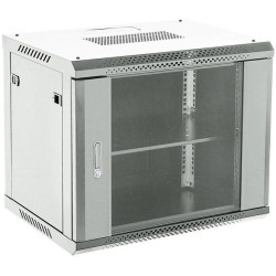 Шкаф коммутационный Rexant (04-0654-111) настенный 6U 400x542мм пер.дв.стекл серый 230град. металл