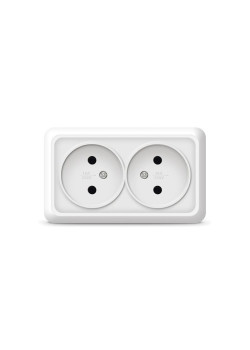 Розетка 2-м ОП Олимп 16А IP20 без заземл. бел. UNIVersal О0102