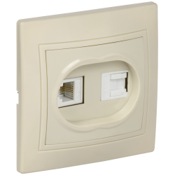 KVARTA Розетка 2-местная RJ11+RJ45 кат.5е РК/Т12-ККм кремовый GENERICA