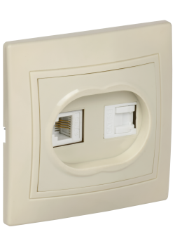 KVARTA Розетка 2-местная RJ11+RJ45 кат.5е РК/Т12-ККм кремовый GENERICA