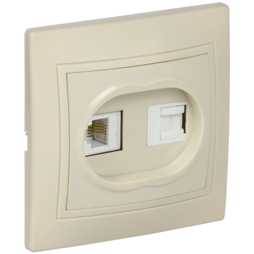 KVARTA Розетка 2-местная RJ11+RJ45 кат.5е РК/Т12-ККм кремовый GENERICA