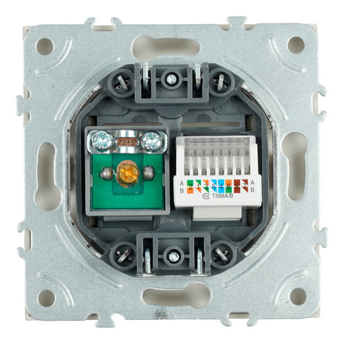Розетка TV + компьютерная RJ-45 (механизм), STEKKER, серия Эмили, RST00-5106-08, кашемир, soft touch Розетка TV + компьютерная RJ-45 (механизм), STEKKER, серия Эмили, RST00-5106-08, кашемир, soft touch