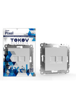 Розетка компьютерная 2-м СП Pixel RJ45 кат.5E механизм бел. TOKOV ELECTRIC TKE-PX-RC2-C01