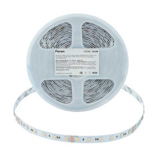 Лента светодиодная 60SMD(5050) RGBW-MIX 5 в 1 20Вт/м 24V 5000*12*1.44 мм RGB+2300К+6500K, IP20, LS508 FERON