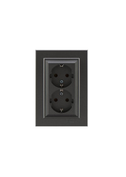 Розетка 2-м СП Karea 16А IP20 с/з дым. металлик Makel 56050082