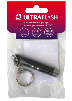 Фонарь LED30L (1LED+лазерная указка 3хAG3 блист-пакет черн.) Ultraflash 12325