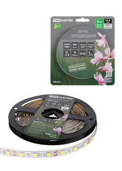 Лента светодиодная SMD5050-60 LED/м-IP20-12 В-14,4 Вт/м-6000 К (5 м) блистер TDM