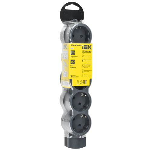 STANDARD Колодка для удлинителя с заземлением К05 5 мест черная IEK STANDARD Колодка для удлинителя с заземлением К05 5 мест черная IEK