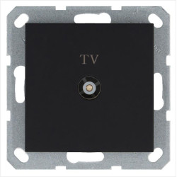 Розетка телевизионная оконечная TV Ф9.5мм механизм черн. матов. soft touch Jasmart G6001PB