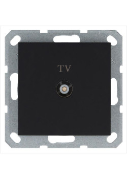 Розетка телевизионная оконечная TV Ф9.5мм механизм черн. матов. soft touch Jasmart G6001PB