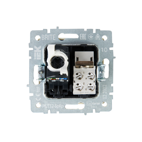 BRITE Розетка двойная RJ11+RJ45 кат.5E РК/Т12-БрКр бежевый IEK BRITE Розетка двойная RJ11+RJ45 кат.5E РК/Т12-БрКр бежевый IEK