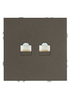 Розетка компьютерная 2-местная RJ-45 (механизм), STEKKER, серия Эмили, RST00-5111-09, антрацит, soft touch