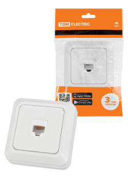 Розетка компьютерная (RJ-45) открытой установки IP20, белая 