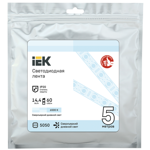 Лента светодиодная 5м LSR-5050W60-14,4-IP20-12В IEK