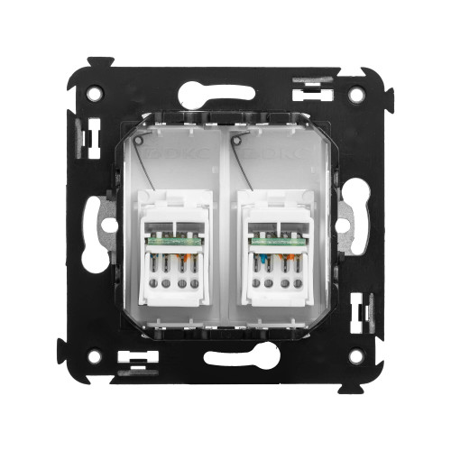 Компьютерная розетка RJ-45 в стену, кат.5e двойная, Avanti, белое облако Компьютерная розетка RJ-45 в стену, кат.5e двойная, Avanti, белое облако