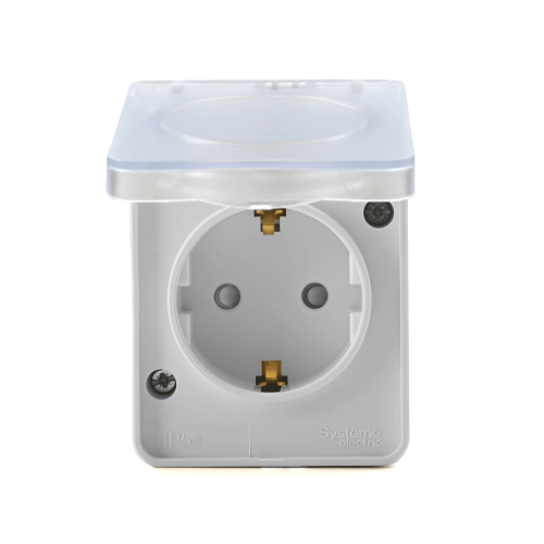 ATLASDESIGN PROFI IP54 О/У РОЗЕТКА с заземлением со шторками, 16А, БЕЛЫЙ