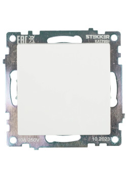 Переключатель 1-клавишный (механизм), STEKKER GLS10-7105-01, 250V, 10А, серия Катрин, белый