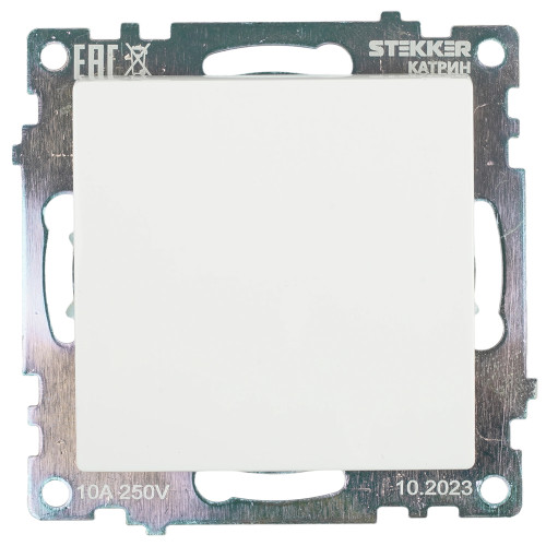 Переключатель 1-клавишный (механизм), STEKKER GLS10-7105-01, 250V, 10А, серия Катрин, белый