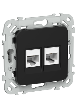 FLITE Розетка 2-местная компьютерная RJ45 категория 6 UTP РК6-2-0-ФлЧ черный IEK