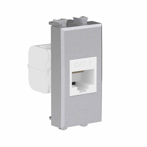 Компьютерная розетка RJ-45 без шторки модульная, кат.6, Avanti, закаленная сталь, 1 модуль Компьютерная розетка RJ-45 без шторки модульная, кат.6, Avanti, закаленная сталь, 1 модуль