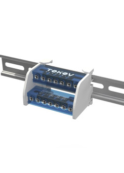 Шина на DIN-рейку в корпусе (кросс-модуль) 2 группы по 7 отверстий 100А TOKOV ELECTRIC TKE-DBTB-100-2-7/L+PEN