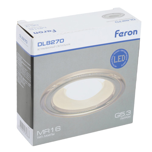 Светильник встраиваемый Feron DL8270 потолочный MR16 G5.3 прозрачный, белый Светильник встраиваемый Feron DL8270 потолочный MR16 G5.3 прозрачный, белый