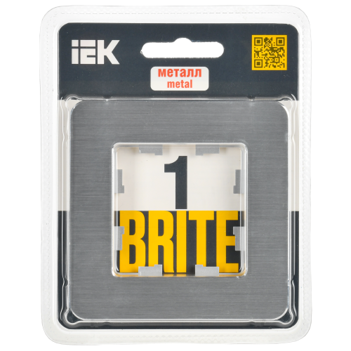 BRITE Рамка 1-местная РУ-1-1-Бр металл алюминий RE AL IEK