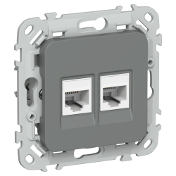 FLITE Розетка 2-местная компьютерная RJ45 категория 5Е UTP РК5е-2-0-ФлМА мокрый асфальт IEK