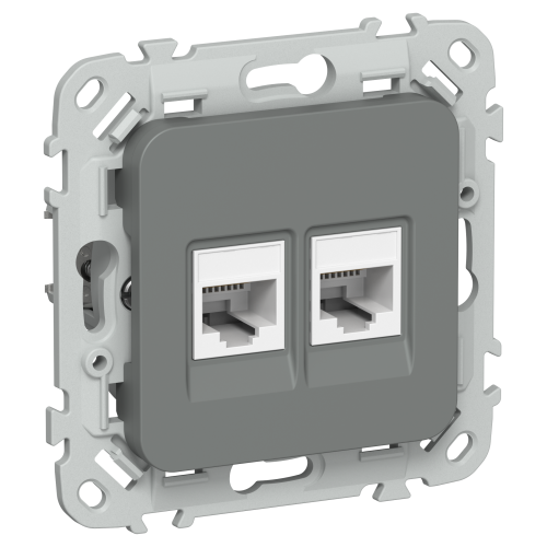 FLITE Розетка 2-местная компьютерная RJ45 категория 5Е UTP РК5е-2-0-ФлМА мокрый асфальт IEK