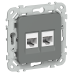 FLITE Розетка 2-местная компьютерная RJ45 категория 5Е UTP РК5е-2-0-ФлМА мокрый асфальт IEK FLITE Розетка 2-местная компьютерная RJ45 категория 5Е UTP РК5е-2-0-ФлМА мокрый асфальт IEK