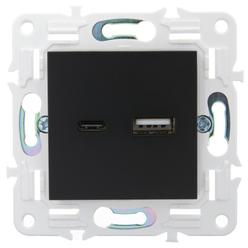 SKANDY Розетка USB A+C 18Вт SK-R13Bl черный IEK SKANDY Розетка USB A+C 18Вт SK-R13Bl черный IEK