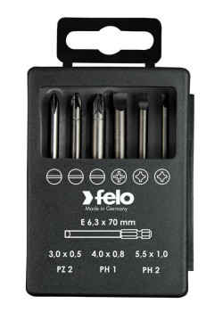 Набор бит SL/PZ/PH Industrial 73мм в кейсе 6 бит FELO 03092716