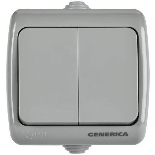 AQUATIC Выключатель 2-клавишный для открытой установки 10А IP54 ВС-20-2-0-А GENERICA AQUATIC Выключатель 2-клавишный для открытой установки 10А IP54 ВС-20-2-0-А GENERICA