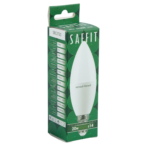 Лампа светодиодная SAFFIT SBC3720 Свеча E14 20W 230V 2700K Лампа светодиодная SAFFIT SBC3720 Свеча E14 20W 230V 2700K