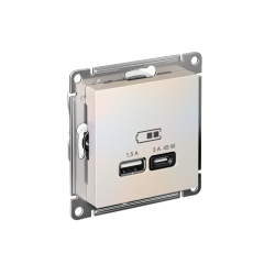 ATLASDESIGN USB РОЗЕТКА A + тип-C 45Вт высокоскор.заряд. QC, PD, механизм, ЖЕМЧУГ