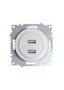 Розетка USB 2-м СП Florence 16А IP20 с подсветкой механизм бел. (1E10351300) OneKeyElectro 2260089