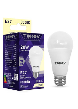 Лампа светодиодная 20Вт А60 3000К Е27 176-264В TOKOV ELECTRIC TKE-A60-E27-20-3K