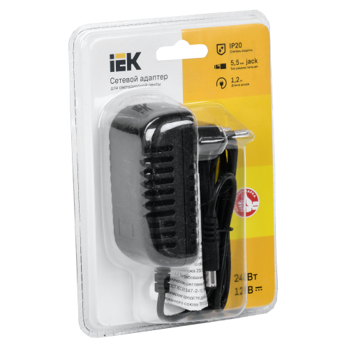 Драйвер LED ИПСН-ECO 24Вт 12В адаптер-Jack5,5 IP20 IEK
