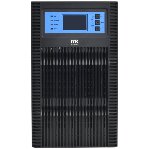 ITK ELECTRA OT ИБП однофазный онлайн 10кВА/10кВт LCD дисплей 192-240VDC клеммная колодка без АКБ с регулируемым зарядным устройством USB EPO RS232 SNMP слот Tower
