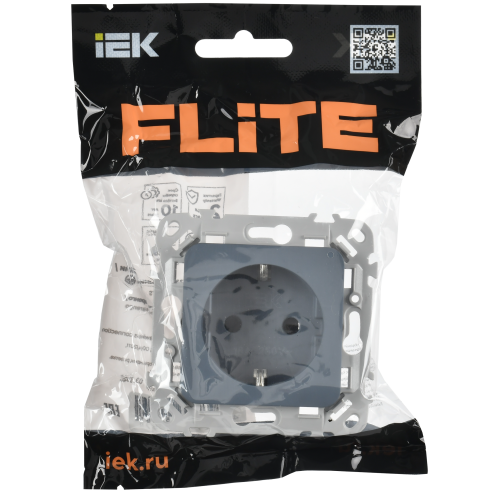 FLITE Розетка с заземлением с защитными шторками безвинтовое крепление 16А РСш11-1-ФлМ маренго IEK