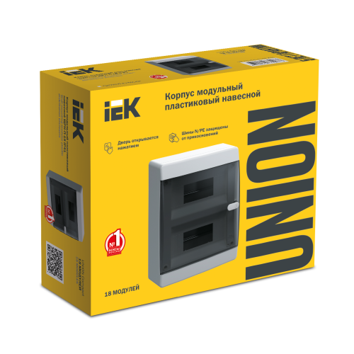 UNION Compact Корпус пластиковый ЩРН-П-18 IP41 черная прозрачная дверь IEK