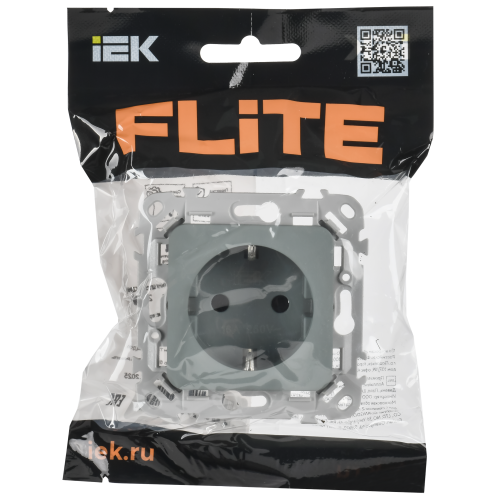 FLITE Розетка с заземлением с защитными шторками безвинтовое крепление 16А РСш11-1-ФлС серый IEK FLITE Розетка с заземлением с защитными шторками безвинтовое крепление 16А РСш11-1-ФлС серый IEK