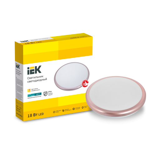 Светильник светодиодный ДПБ 3203 18Вт IP54 4000K круг розовое золото IEK