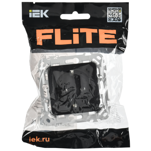 FLITE Розетка с заземлением без защитных шторок безвинтовое крепление 16А РС11-1-ФлЧ черный IEK FLITE Розетка с заземлением без защитных шторок безвинтовое крепление 16А РС11-1-ФлЧ черный IEK