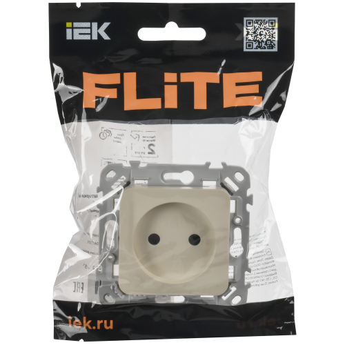 FLITE Розетка без заземления без защитных шторок безвинтовое крепление 10А РС01-1-ФлСл сливочный IEK FLITE Розетка без заземления без защитных шторок безвинтовое крепление 10А РС01-1-ФлСл сливочный IEK